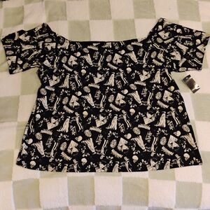 Black and White Off-Shoulder Top